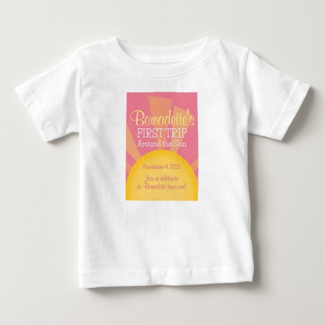 Erste Reise um die Sun Birthday Party Niedlich ros Baby T-shirt (Vorderseite)