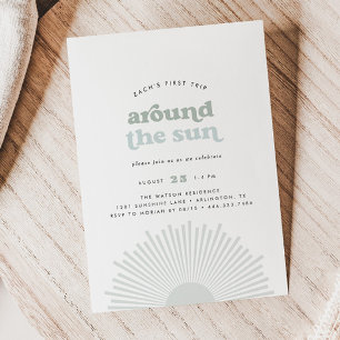 Erste Reise um die Sun Boho Boys 1. Geburtstag Einladung