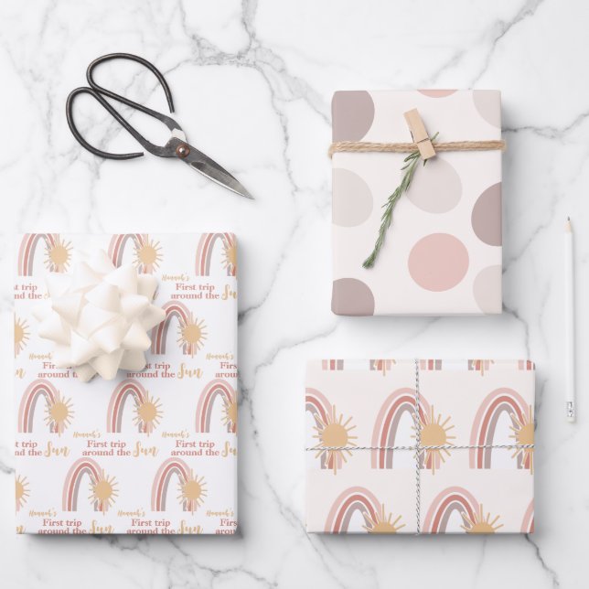 Erste Reise um die Sun Boho Custom Geschenkpapier Set (Vorderseite)