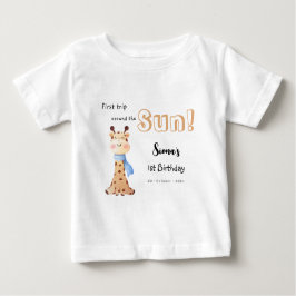 Erste Reise um die Sun Giraffe 1. Geburtstag Baby T-shirt