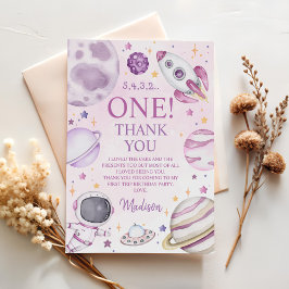 Erste Reise um die Sun Girl Space 1. Geburtstag Dankeskarte