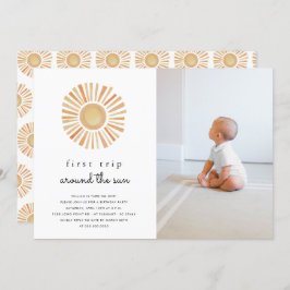 Erste Reise um Sun One Geburtstagsparty Foto Einladung