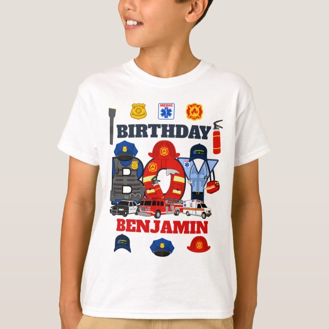 Erste Responder Birthday Boy Notfall T-Shirt (Vorderseite)