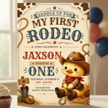 Erste Rodeo 1. Geburtstag Cowboy-Enten-Einladung