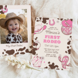 Erste Rodeo 1. Geburtstag Wild ein Mädchen Foto Einladung