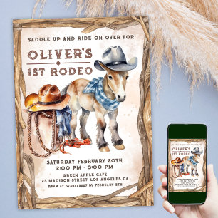 Erste RODEO   Boy Cowboy 1. Geburtstag Einladung