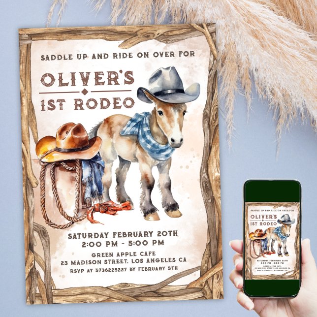 Erste RODEO | Boy Cowboy 1. Geburtstag Einladung ( #FirstRodeoBirthdayInvitation #MyFirstRodeoBirthdayInvitation #RodeoBirthdayInvitation)