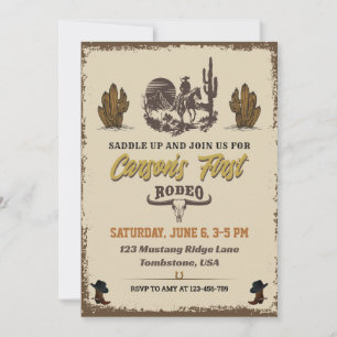 Erste Rodeo Cowboy Geburtstagsparty Einladung