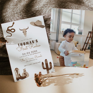 Erste Rodeo Cowboy Geburtstagsparty Einladung