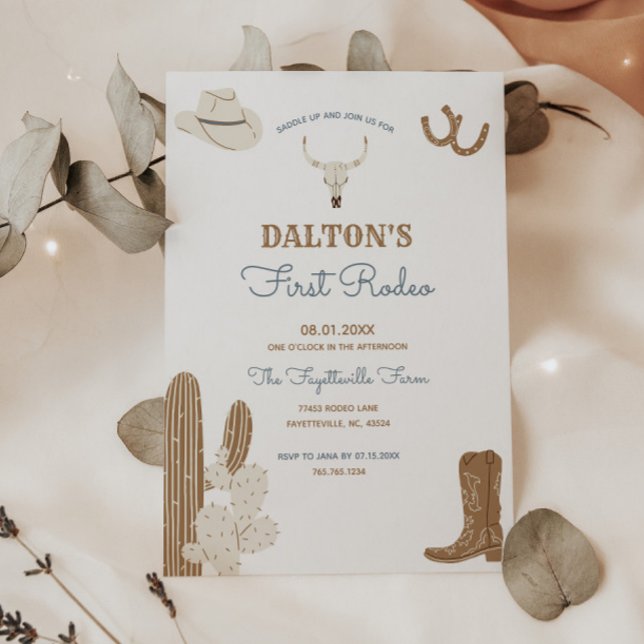 Erste Rodeo Cowboy Geburtstagsparty Einladung (Available for print and instant digital download!)