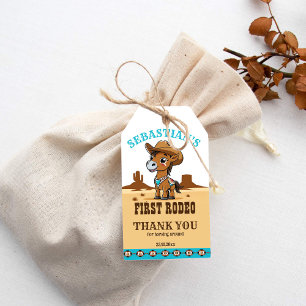 Erste Rodeo Cowboy-Geburtstagsparty Geschenkanhänger