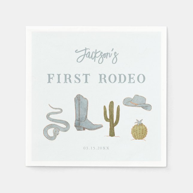 Erste Rodeo Cowboy Geburtstagsparty Serviette (Vorderseite)
