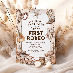 Erste Rodeo Cowboy Kids 1. Geburtstagseinladungen Einladung