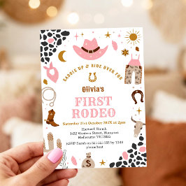 Erste Rodeo-Cowgirl Rosa Western 1. Geburtstag Einladung