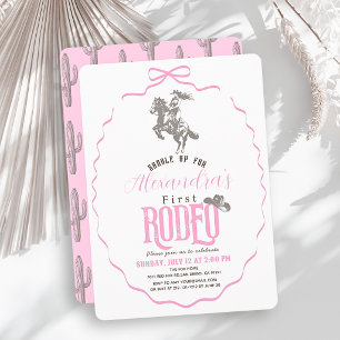 Erste Rodeo-Cowgirl Western Rosa Schleife 1. Gebur Einladung