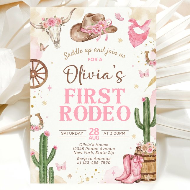Erste Rodeo-Geburtstagseinladung Mädchen Einladung (Von Creator hochgeladen)