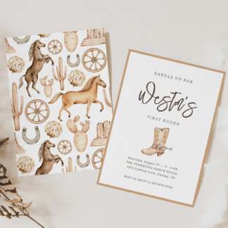 Erste Rodeo Neutral Southern Cowboy Geburtstag Einladung