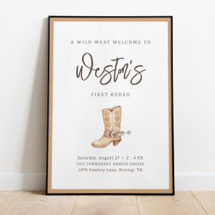 Erste Rodeo Neutral Southern Cowboy Geburtstag Poster
