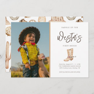 Erste Rodeo Neutral Southern Cowboy Geburtstagsinf Einladung