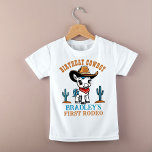 Erste Rodeo niedlich Cowboy-Geburtstagsparty Baby T-shirt<br><div class="desc">Das erste Rodeo niedliche Cowboypferd Geburtstagsparty Shirt,  ein bezauberndes,  weißes Babypferd in einem Cowboys-Hut und dekorierter Sattel für Cowboys Western Geburtstagsfeier T - Shirt,  kann das passende Set für Familiengeburtssfoto bekommen</div>