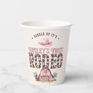 Erste Rodeo Niedlich Pink Personalisiert 1. Geburt Pappbecher