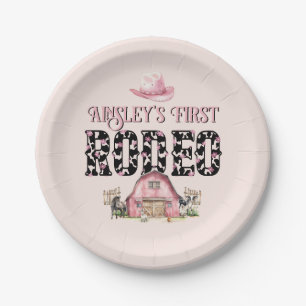 Erste Rodeo Niedlich Pink Personalisiert 1. Geburt Pappteller