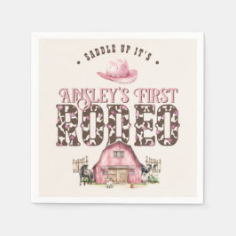Erste Rodeo Niedlich Pink Personalisiert 1. Geburt Serviette