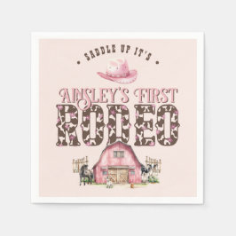 Erste Rodeo Niedlich Pink Personalisiert 1. Geburt Serviette