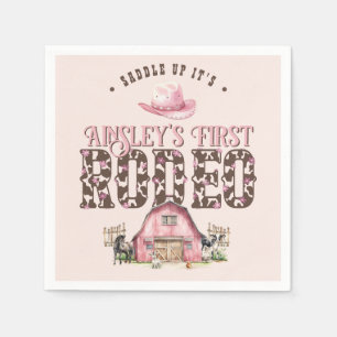 Erste Rodeo Niedlich Pink Personalisiert 1. Geburt Serviette
