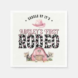 Erste Rodeo Niedlich Pink Personalisiert 1. Geburt Serviette