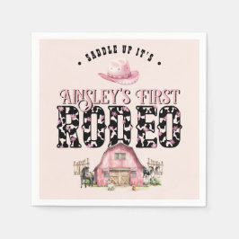 Erste Rodeo Niedlich Pink Personalisiert 1. Geburt Serviette