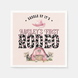Erste Rodeo Niedlich Pink Personalisiert 1. Geburt Serviette