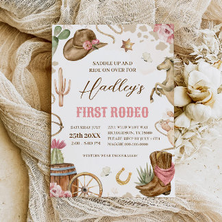 ERSTE RODEO Western Cowboy 1. Geburtstag Einladung