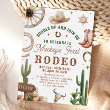 Erste Rodeo Western Cowboy 1. Geburtstagseinladung