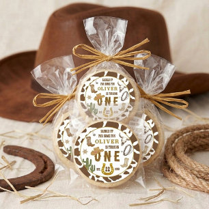 Erste Rodeo Western Cowboy Boys 1. Geburtstagsfeie Runder Aufkleber