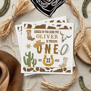 Erste Rodeo Western Cowboy Boys 1. Geburtstagsfeie Serviette