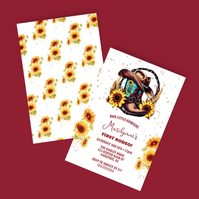Erste Rodeo Western Cowgirl 1 Geburtstag Einladung (Von Creator hochgeladen)