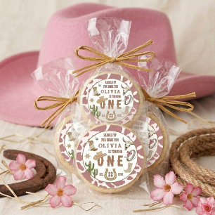 Erste Rodeo Western Cowgirl 1. Geburtstagsfeier Runder Aufkleber
