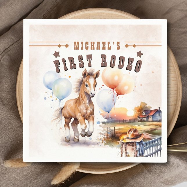 Erste RODEO | Wild West Cowboy 1st Birthday Boy Serviette (Von Creator hochgeladen)