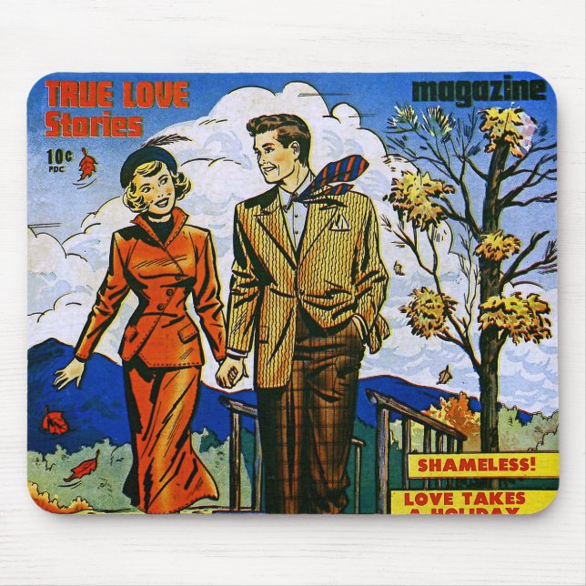Erste romanische HerbstLiebe Vintage Comicen Mousepad (Vorne)