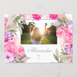 Erste Rose des Heiligen Kommunion Foto Blumenladen Einladung