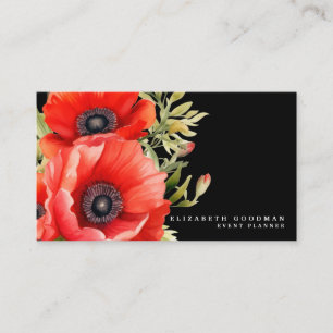 Erste rote Klatschmohn-Schwarze Visitenkarten Visitenkarte