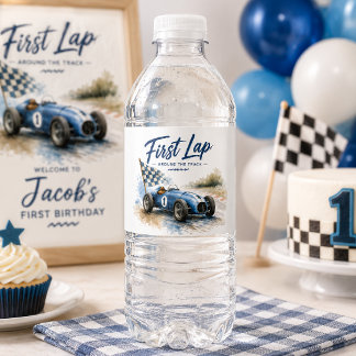 Erste Runde auf der Strecke | 1. Geburtstag | EINS Wasserflaschenetikett
