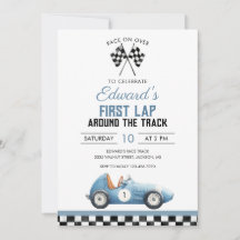 Erste Runde Blaues Rennwagen 1. Geburtstag