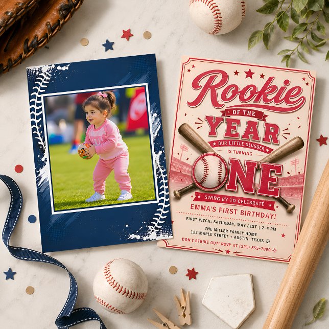 Erste Saison Rosa Baseball Geburtstag Einladung (Von Creator hochgeladen)