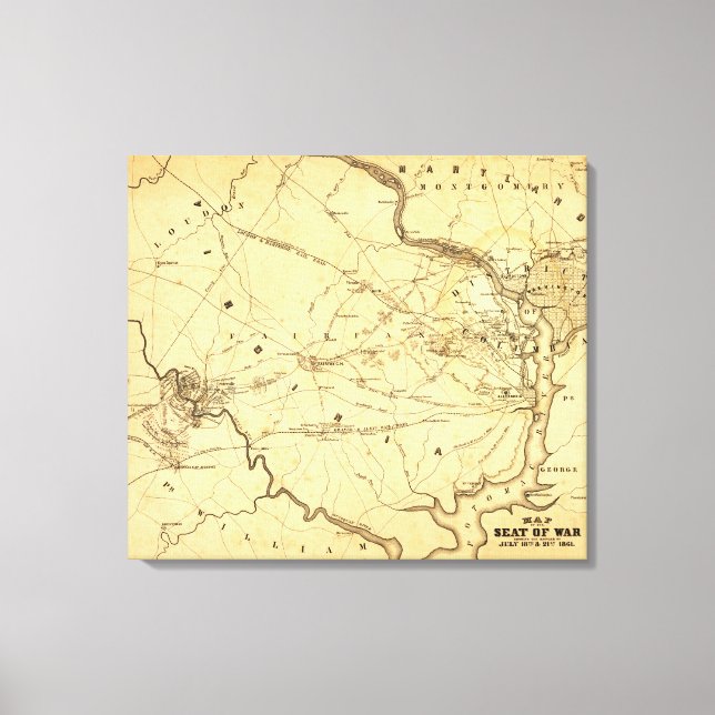 Erste Schlacht bei Bull Run - Panorama des Zivilen Leinwanddruck (Vorderseite)