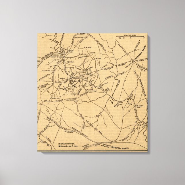 Erste Schlacht bei Bull Run - Panorama des Zivilen Leinwanddruck (Vorderseite)