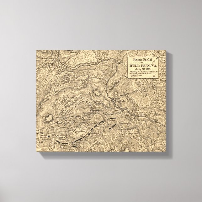 Erste Schlacht bei Bull Run - Panorama des Zivilen Leinwanddruck (Vorderseite)
