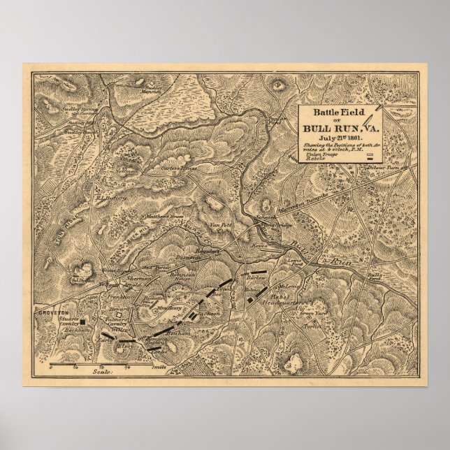 Erste Schlacht bei Bull Run - Panorama des Zivilen Poster (Vorne)