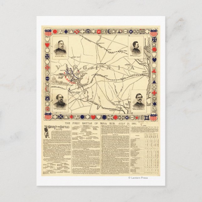 Erste Schlacht bei Bull Run - Panorama des Zivilen Postkarte (Vorderseite)